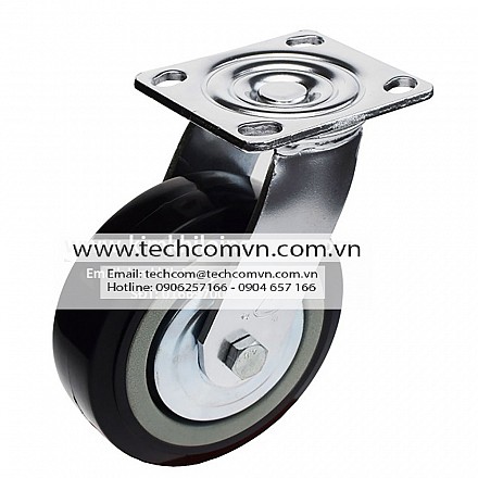 Bánh PVC đen ốp sắt 100