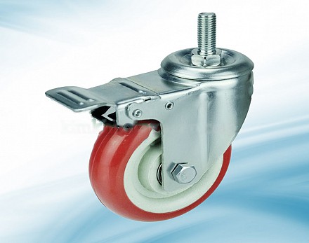 M8.CVP : Bánh PVC đỏ 2 vòng bi 7.5 cm cọc vít phanh