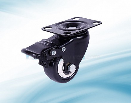 DT4.P : Bánh PVC đen trắng 4 cm phanh