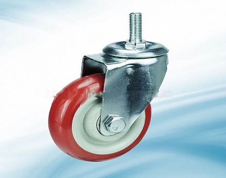 M8.CVQ : Bánh PVC đỏ 2 vòng bi 7.5 cm cọc vít quay