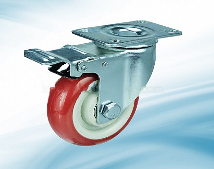 M8.P : Bánh PVC đỏ 2 vòng bi 7.5cm phanh