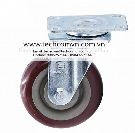 Bánh xe PVC đỏ 2 vòng bi 75