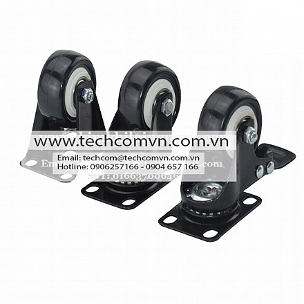 Bánh xe PVC đen trắng mặt bích 40